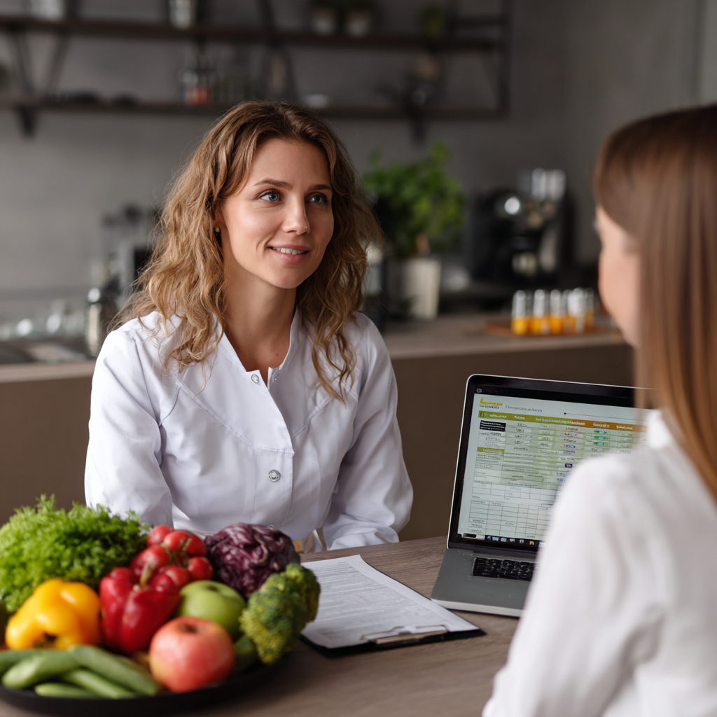 Nutritionist profesionist în timpul unei consultații personalizate